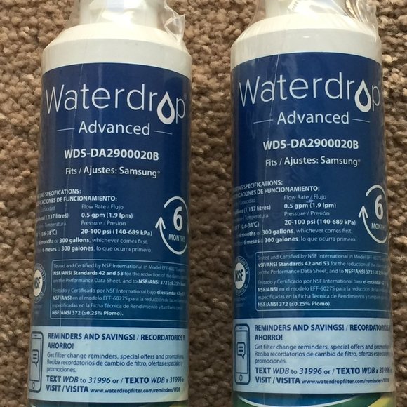 Waterdrop Refrigerator Water Filters WDS-DA2900020B Samsung New Sealed lot of 2 - Picture 1 of 5